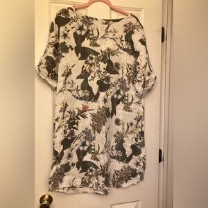 Valentina Naldi, size large, 100% linen, new with tags, floral print dress